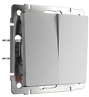 Переключатель без рамки Werkel 2-кл. проходной серебряный глянцевый картинка